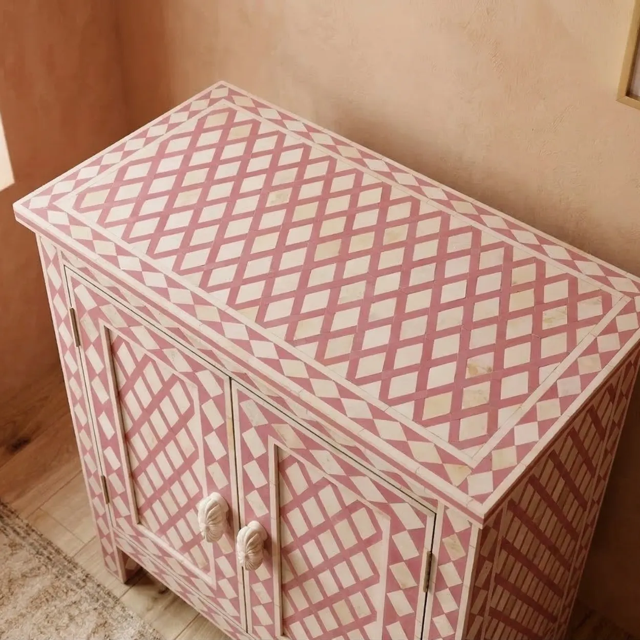 Bone Inlay Pink Cabinet - Image 4