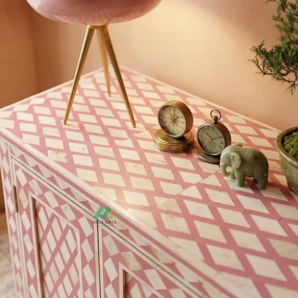 Bone Inlay Pink Cabinet - Image 3