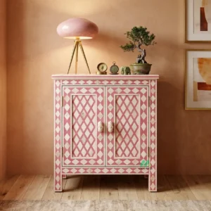 Bone Inlay Pink Cabinet