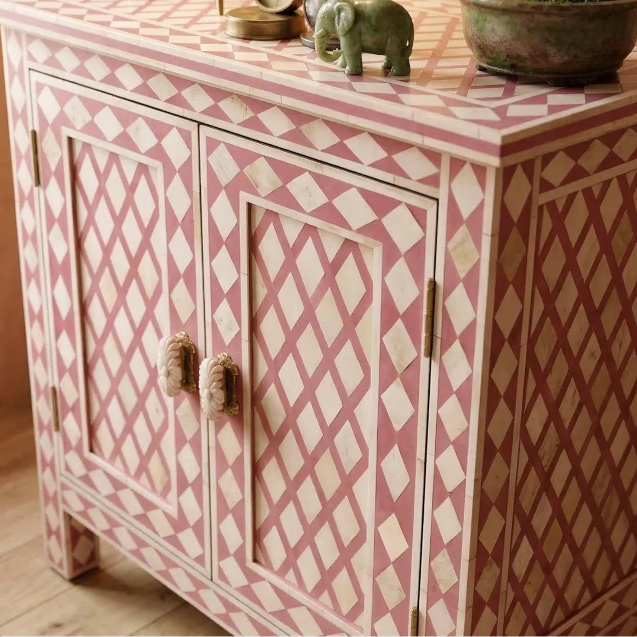 Bone Inlay Pink Cabinet - Image 8