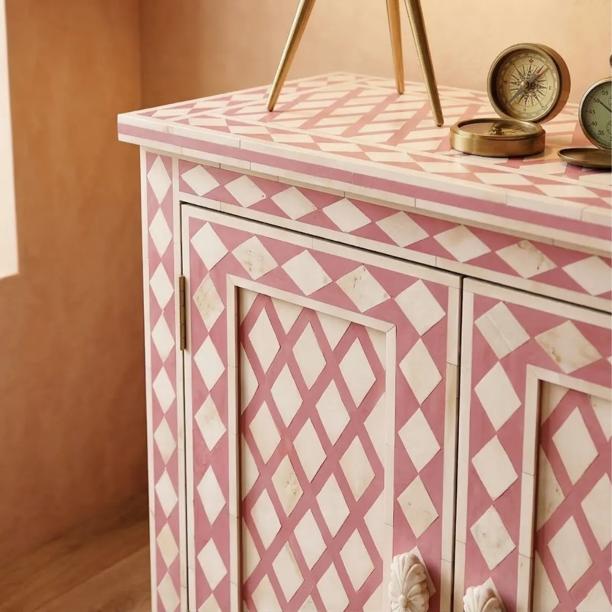 Bone Inlay Pink Cabinet - Image 7