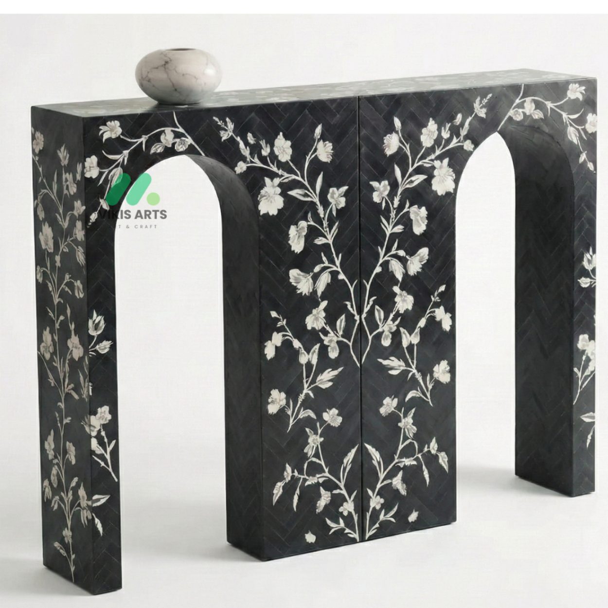 Bone Inlay Black Console Table