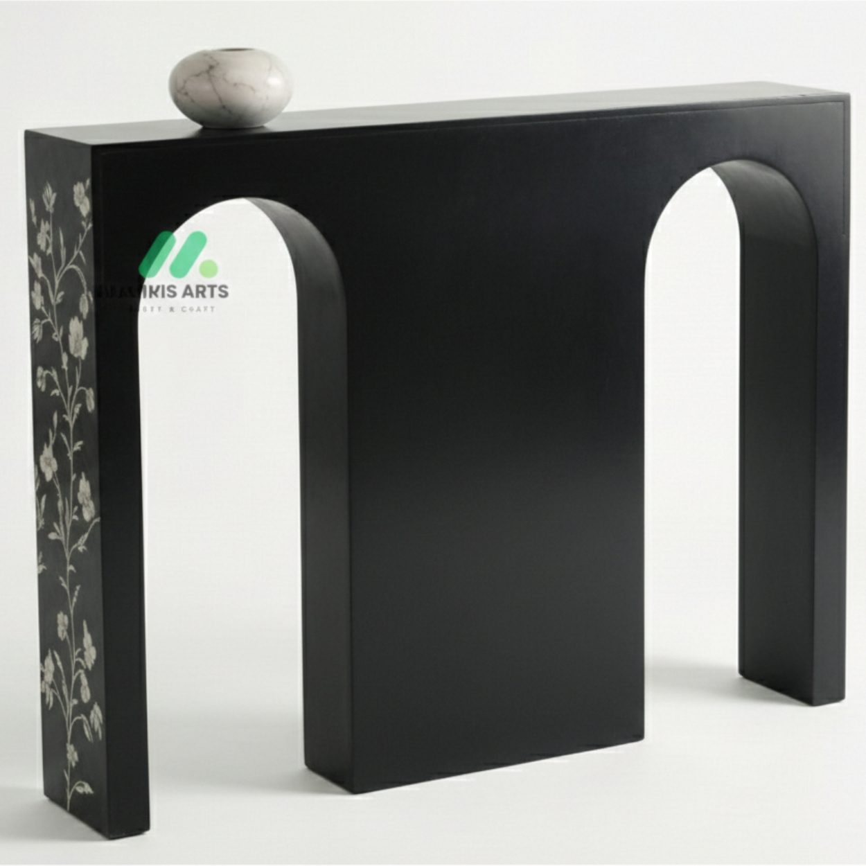 Bone Inlay Black Console Table - Image 3