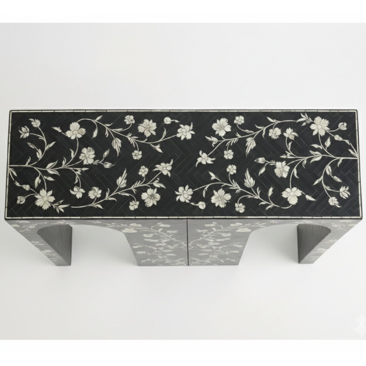 Bone Inlay Black Console Table - Image 4