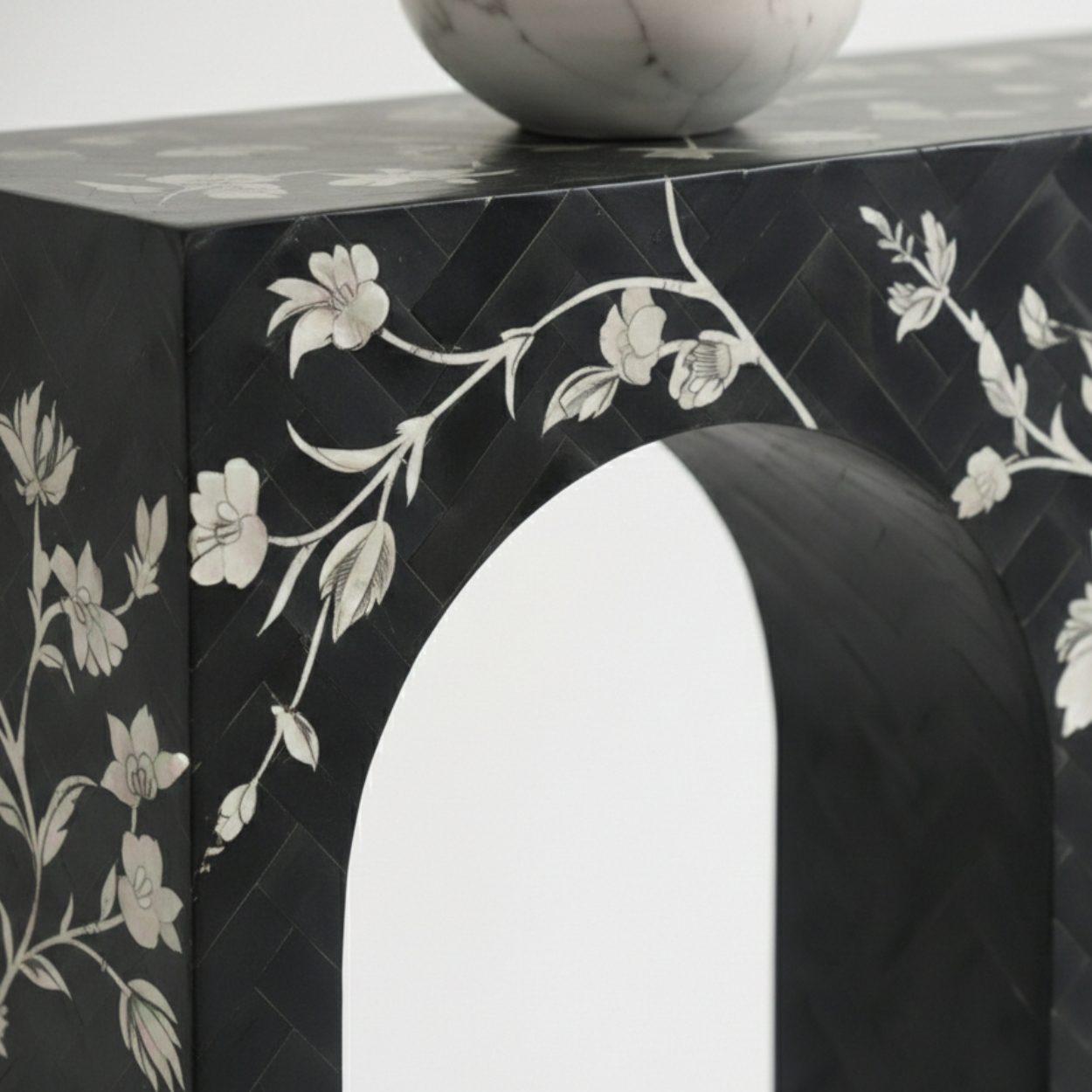 Bone Inlay Black Console Table - Image 5