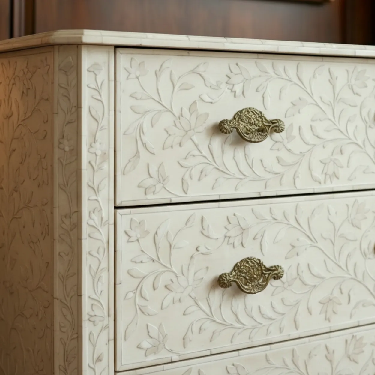 Bone Inlay White 3 Chest of Drawer - Image 5