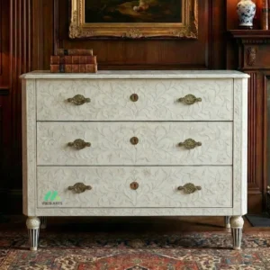 Bone Inlay White 3 Chest of Drawer