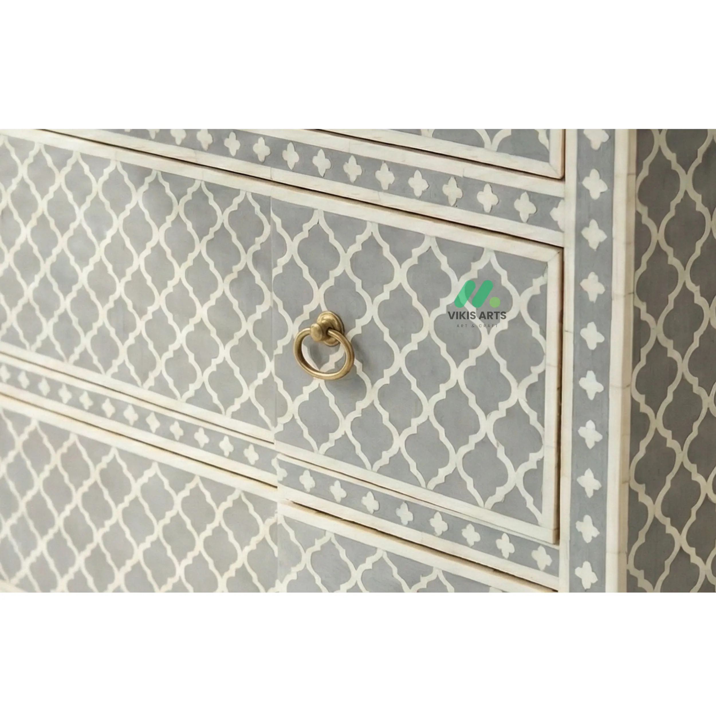 Bone Inlay Grey 4 Chest of Drawers - Image 4