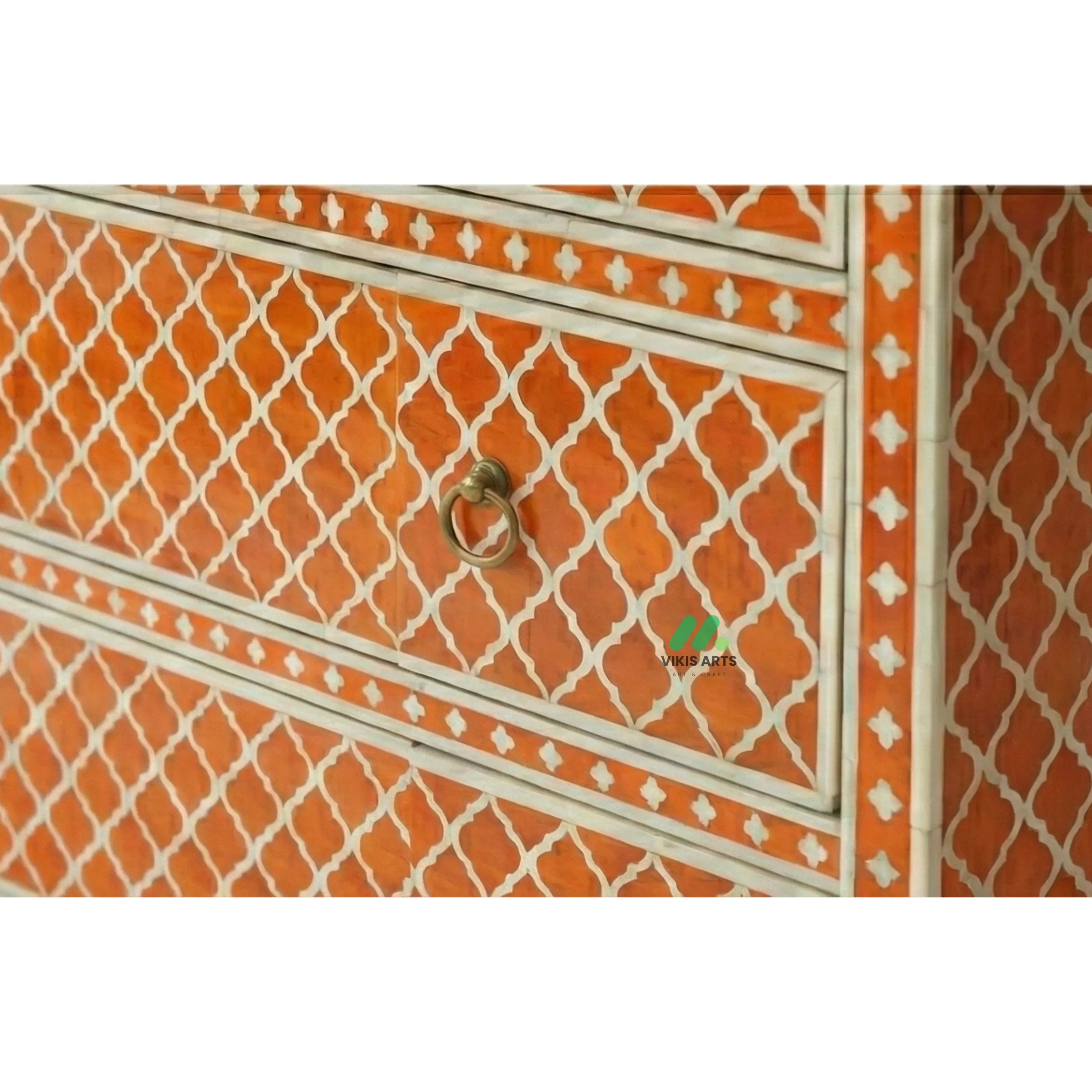 Bone Inlay Orange 4 Chest of Drawers - Image 4