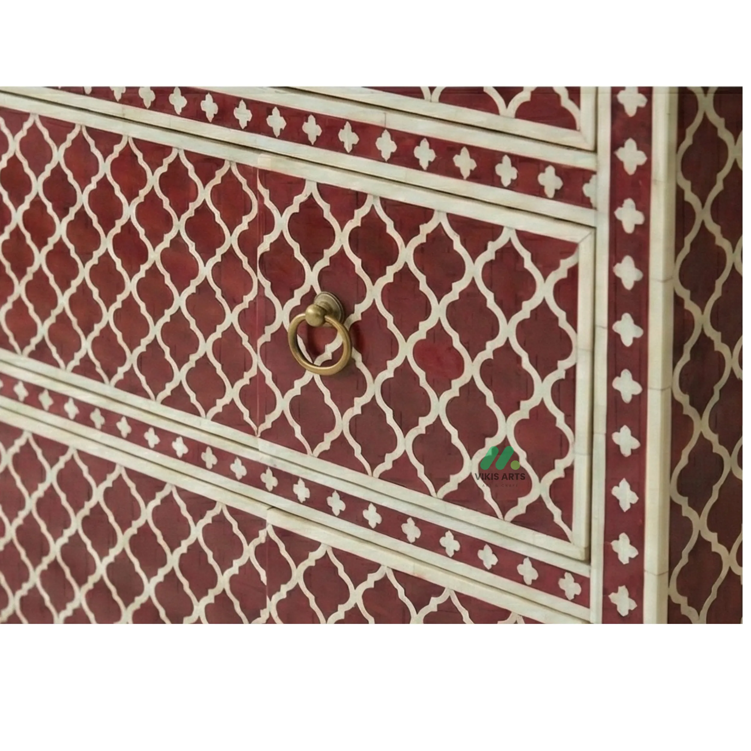 Bone Inlay Red 4 Chest of Drawers - Image 4