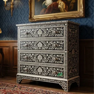 Bone Inlay Black 4 Chest of Drawers