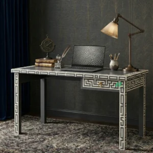 Bone Inlay Grey Desk Table