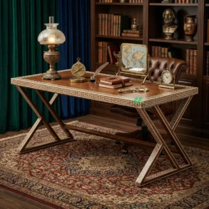 Bone Inlay Wooden Desk Table
