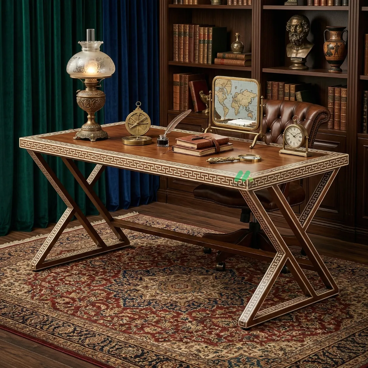 Bone Inlay Wooden Desk Table