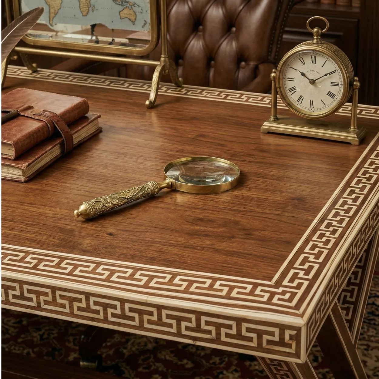 Bone Inlay Wooden Desk Table - Image 3