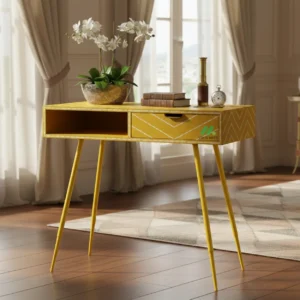 Bone Inlay Yellow Desk Table