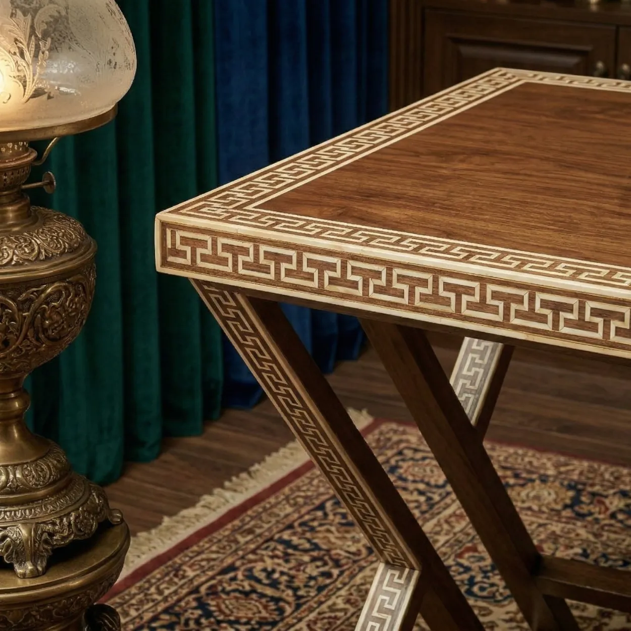 Bone Inlay Wooden Desk Table - Image 5
