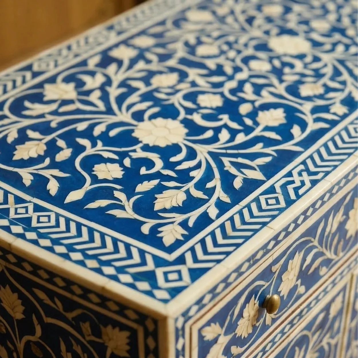 Bone Inlay Blue Cabinet - Image 6