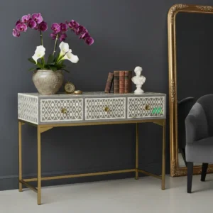 Bone Inlay Grey Desk Table