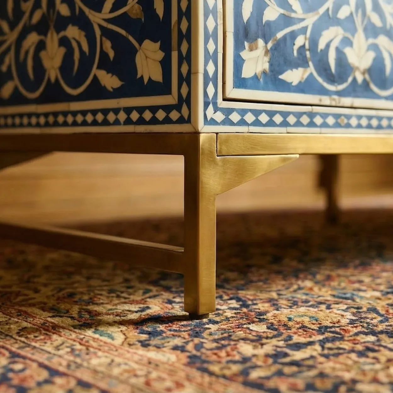 Bone Inlay Blue Cabinet - Image 7