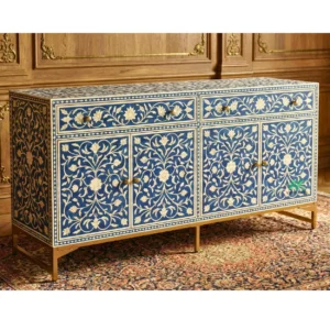 Bone Inlay Blue Cabinet