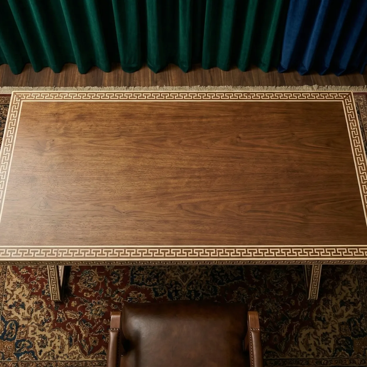 Bone Inlay Wooden Desk Table - Image 4