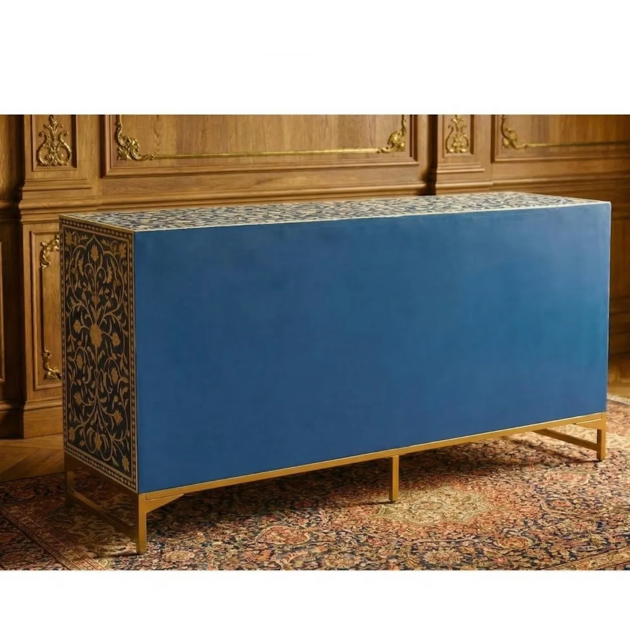 Bone Inlay Blue Cabinet - Image 2