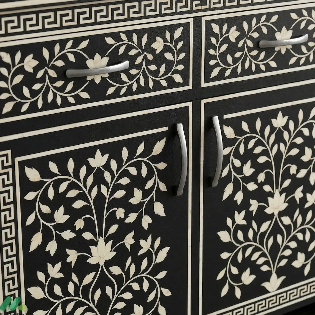 Bone Inlay Black Cabinet - Image 5