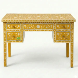 Bone Inlay Yellow Desk Table