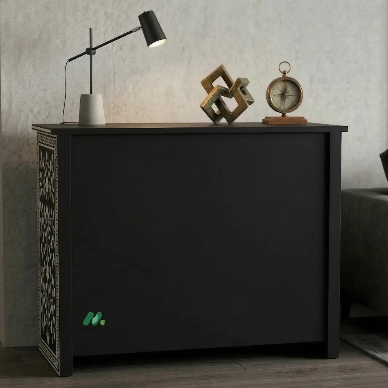 Bone Inlay Black Cabinet - Image 3
