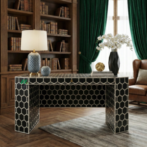 Bone Inlay Black Console Table