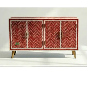 Bone Inlay Red Cabinet