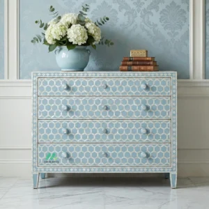 Mother of Pearl Blue 4 Chest of Drawers