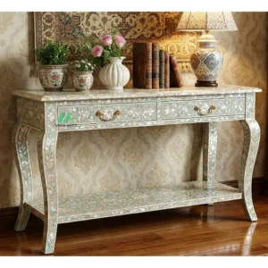 Mother of Pearl Green Console Table