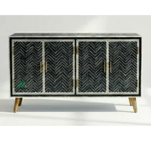 Bone Inlay Black Cabinet