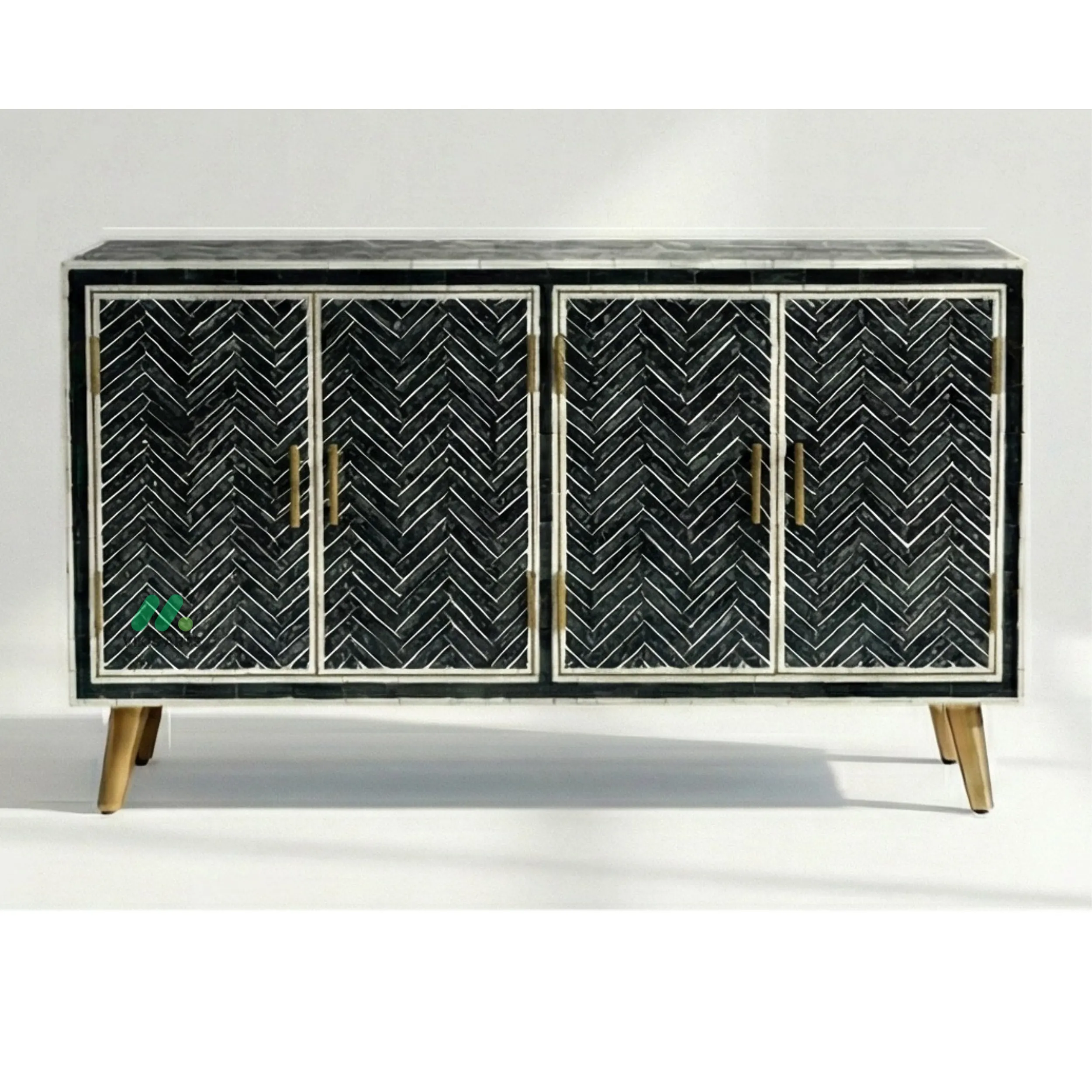 Bone Inlay Black Cabinet