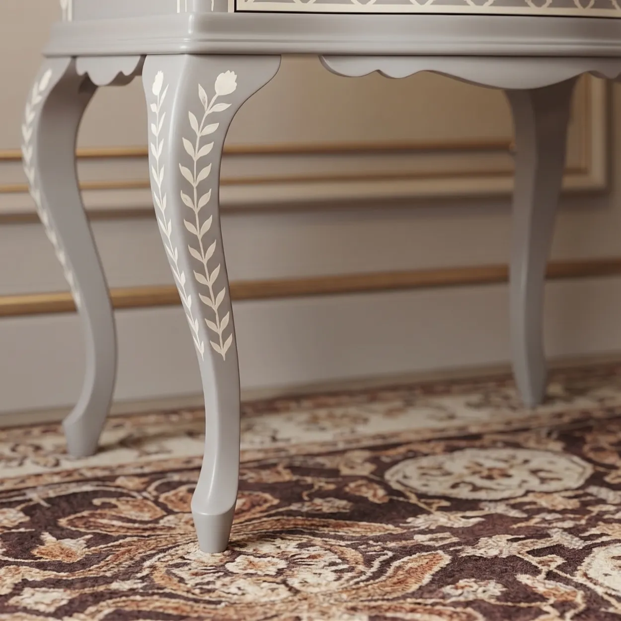 Bone Inlay Grey Bedside Table - Image 7