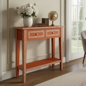 Bone Inlay Orange Console Table