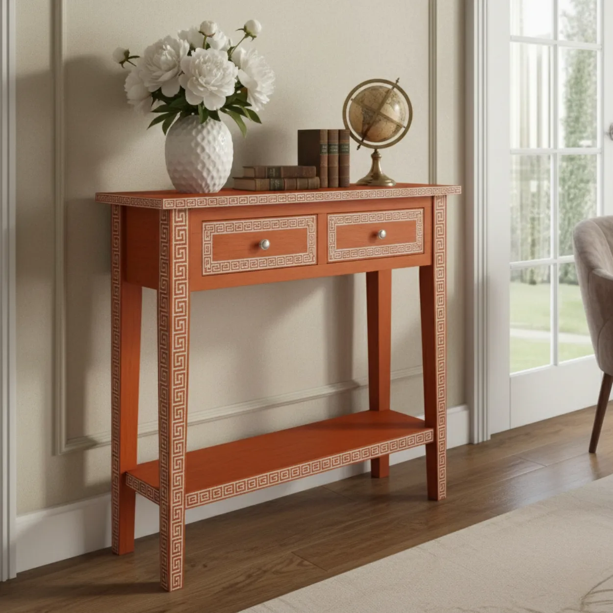Bone Inlay Orange Console Table
