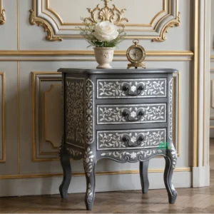 Mother of Pearl Grey Bedside Table