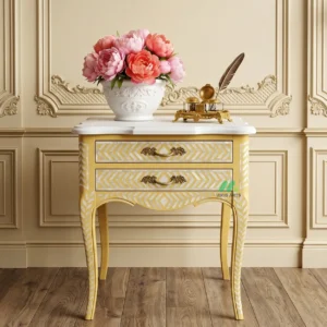 Mother of Pearl Yellow Bedside Table