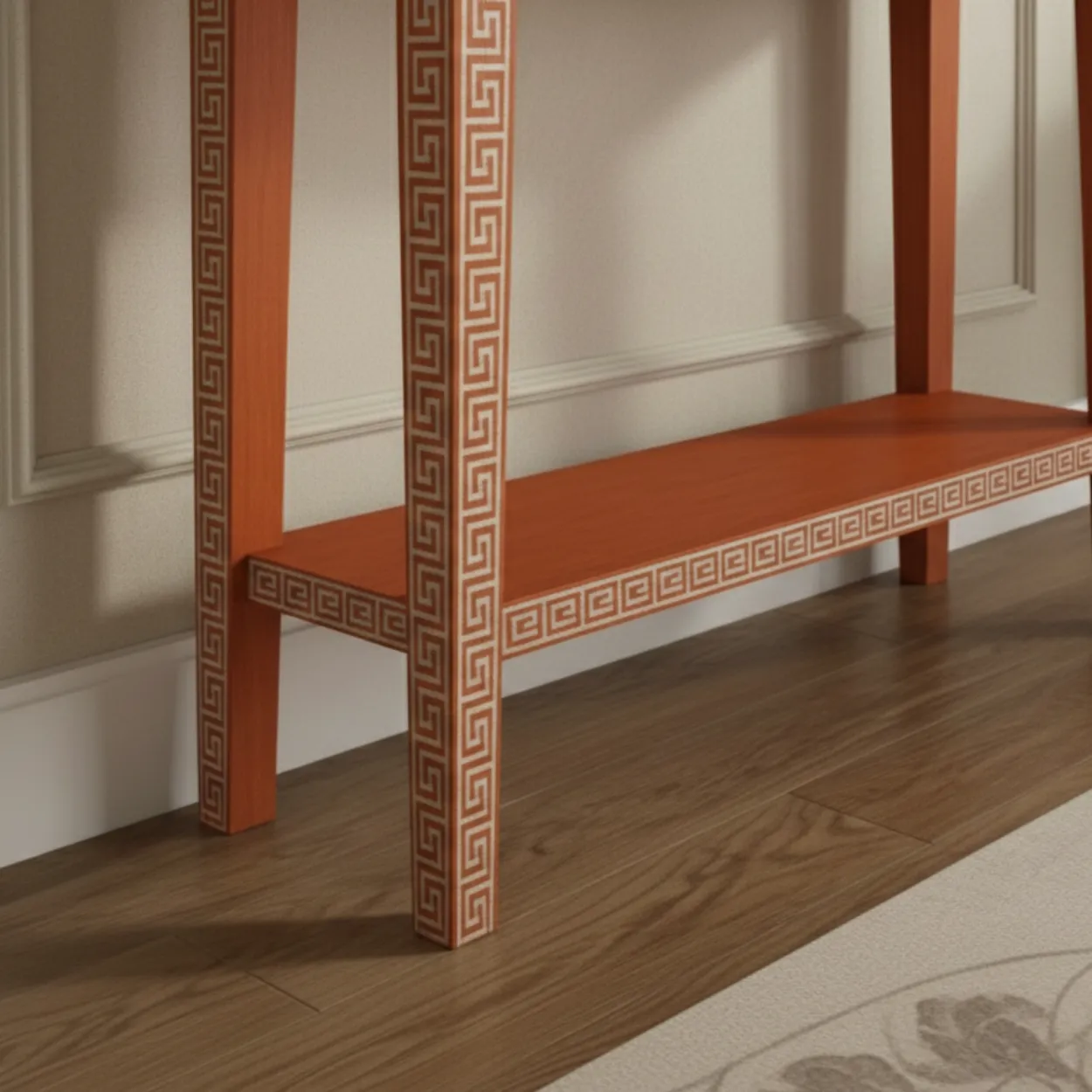 Bone Inlay Orange Console Table - Image 5