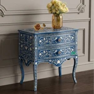 Mother of Pearl Blue Bedside Table