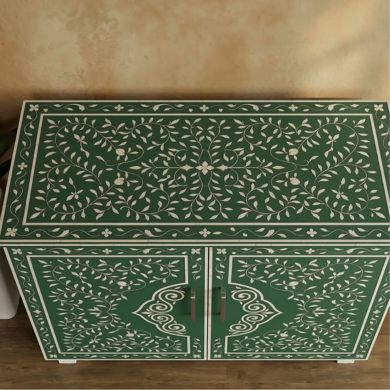 Bone Inlay Green Cabinet - Image 3