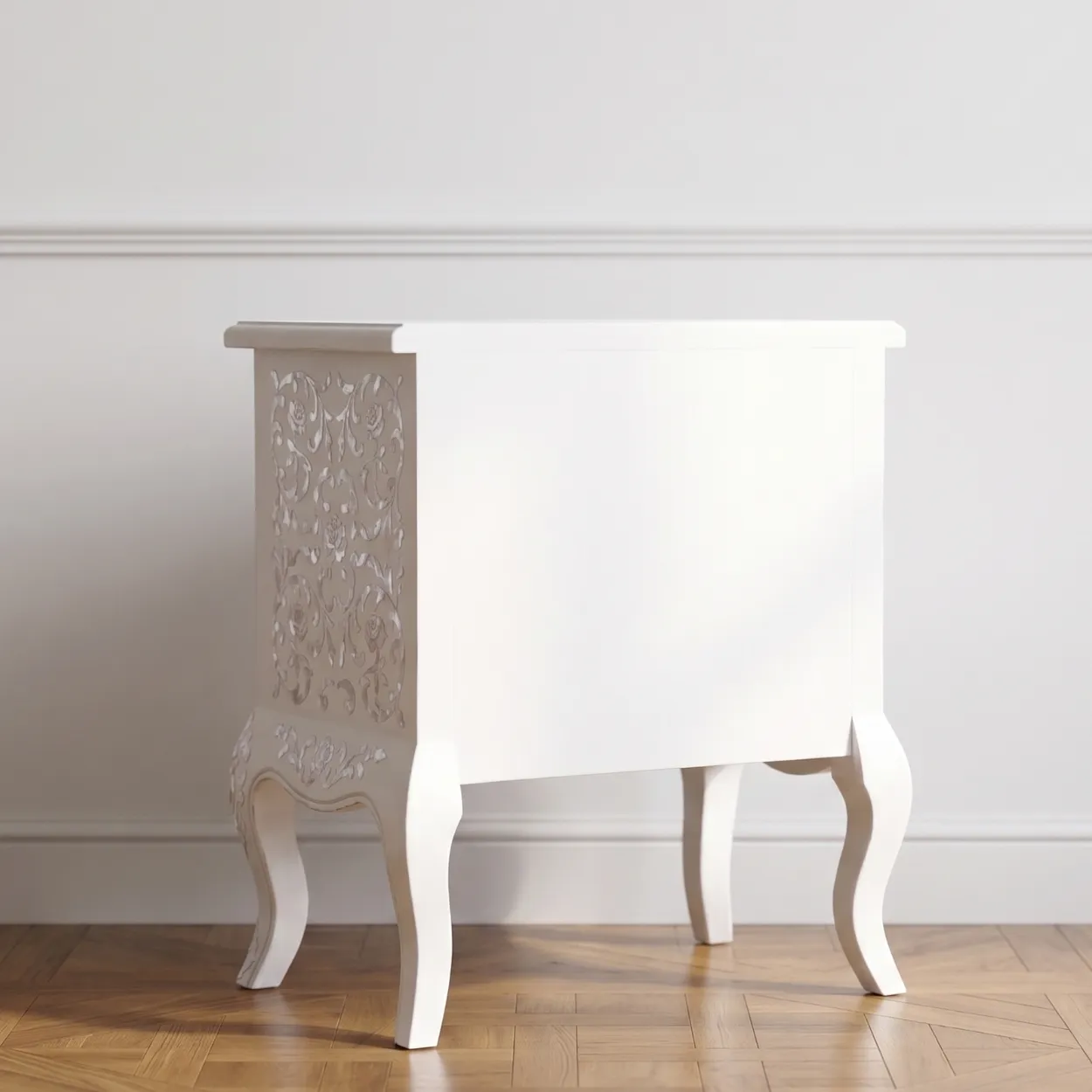 Mother of Pearl White Bedside Table - Image 2