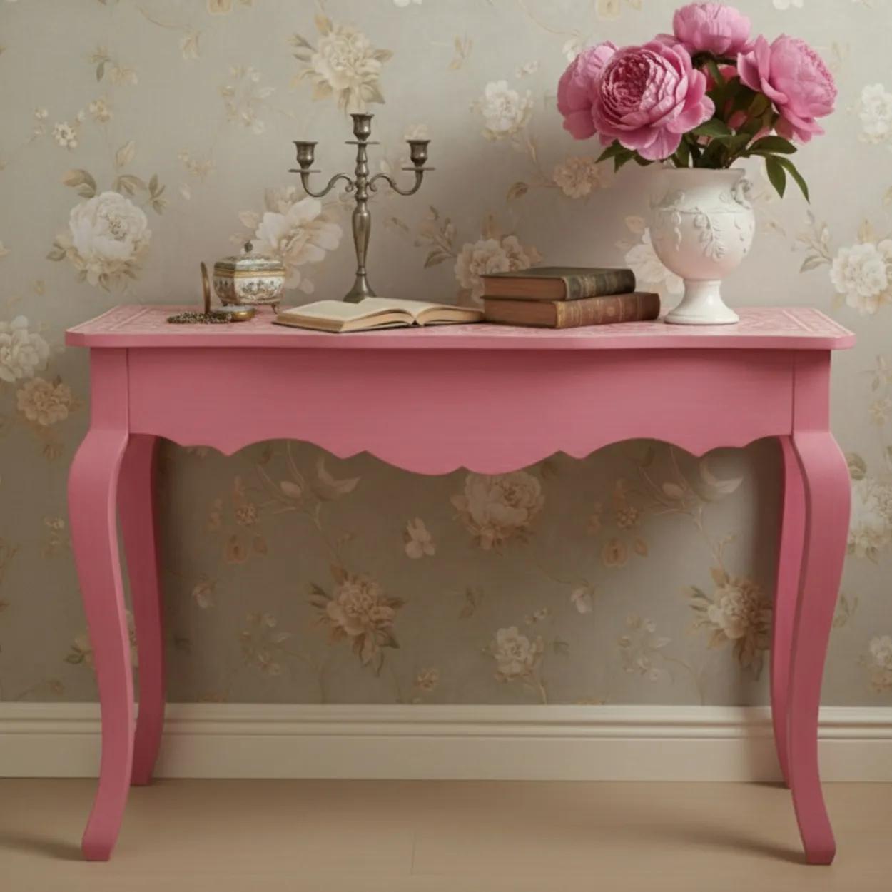 Bone Inlay Pink Console Table - Image 2