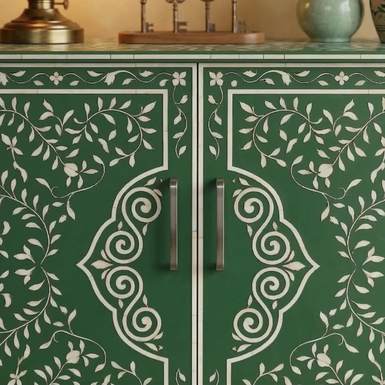 Bone Inlay Green Cabinet - Image 6