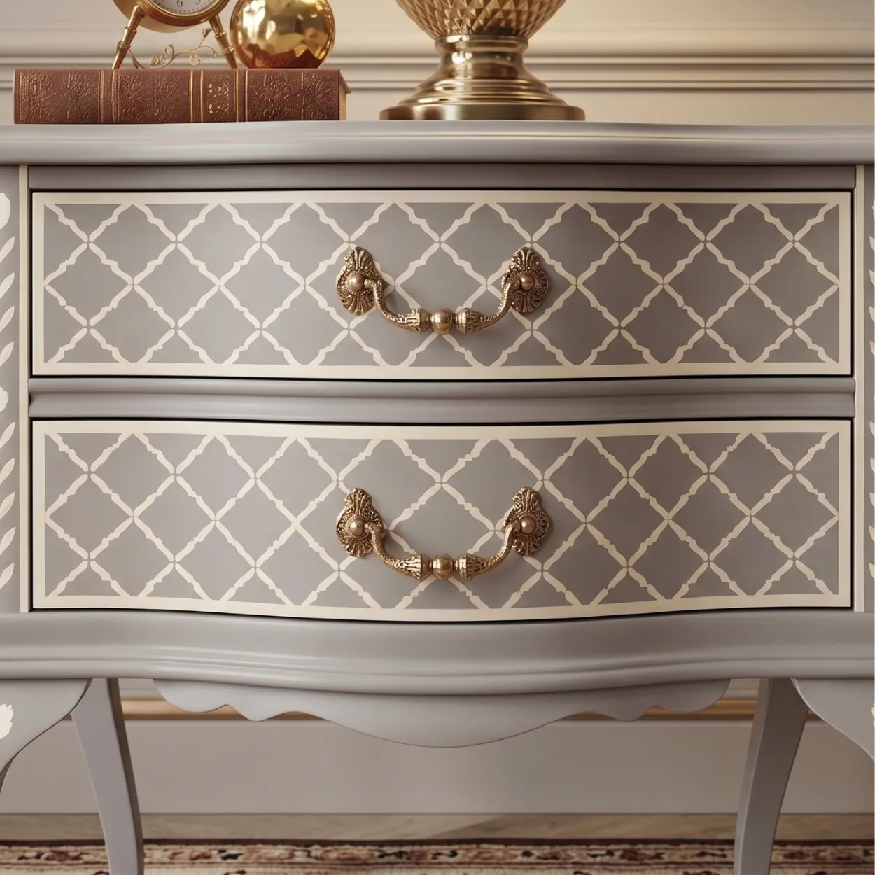 Bone Inlay Grey Bedside Table - Image 5