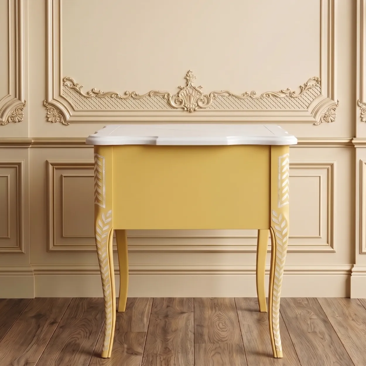 Mother of Pearl Yellow Bedside Table - Image 2
