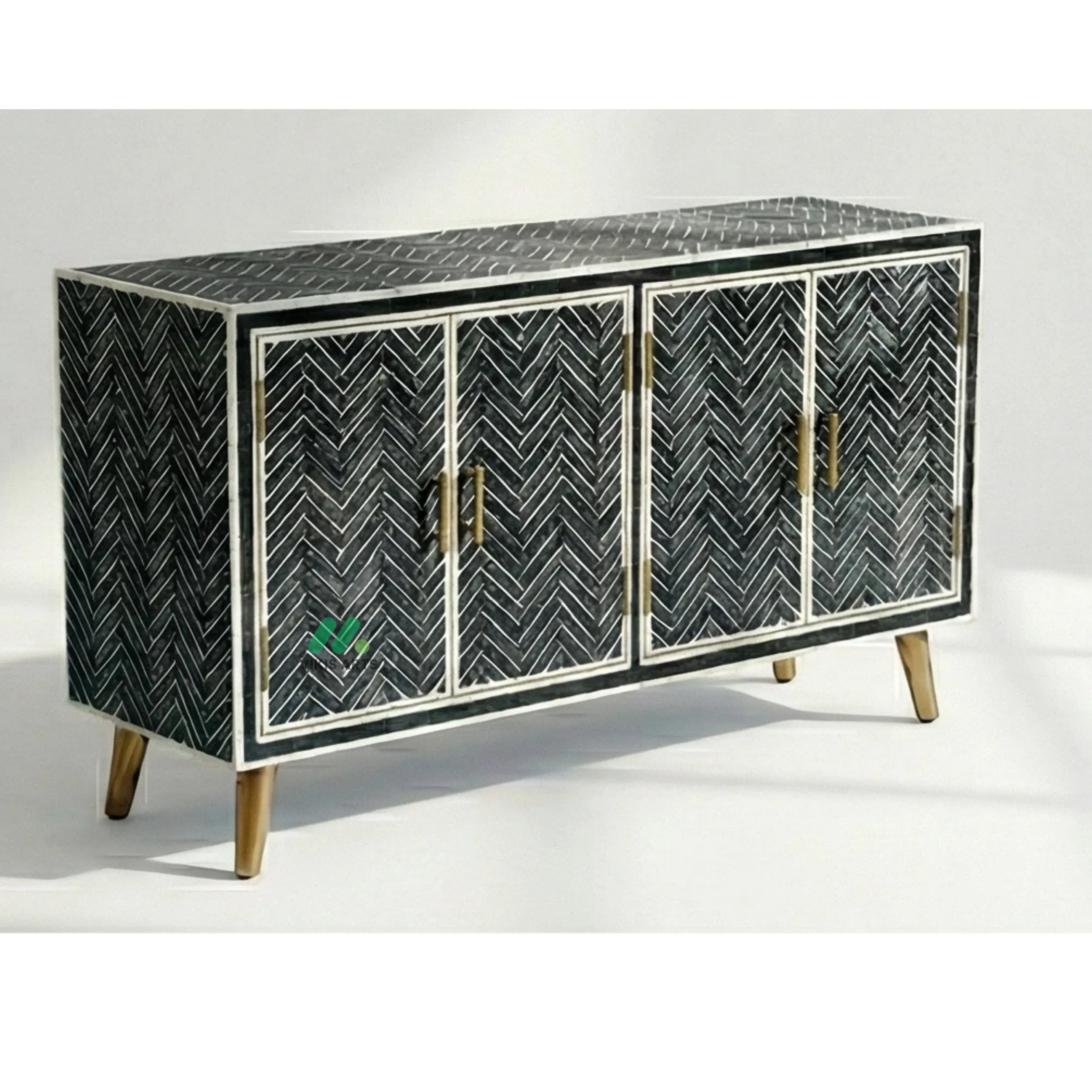 Bone Inlay Black Cabinet - Image 2
